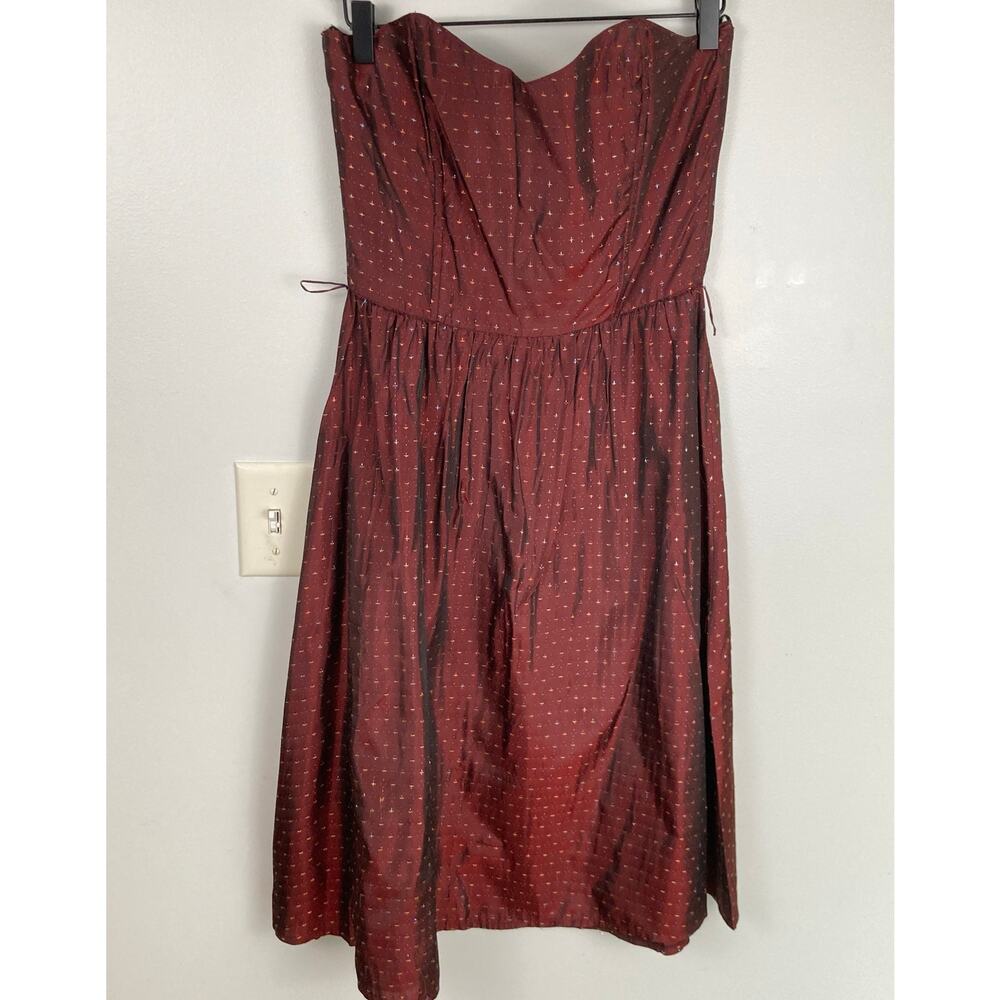 VTG Girls 14/Womens XS Burgundy Metallic Strapless Dress Whimsigoth Wedding Prom